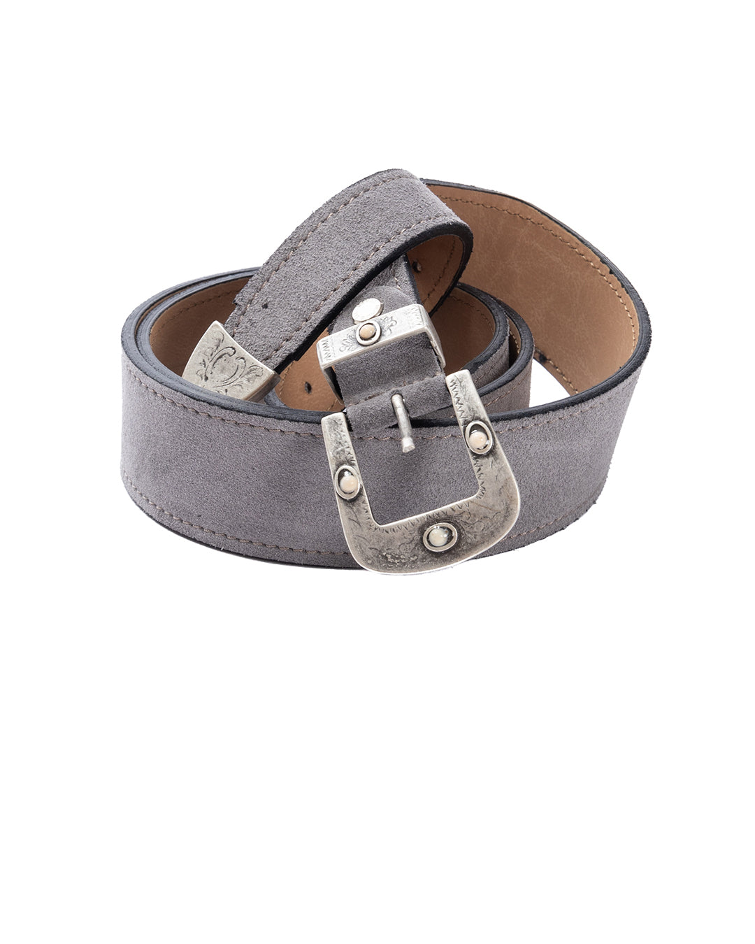 Quirico - grey suede jewel belt