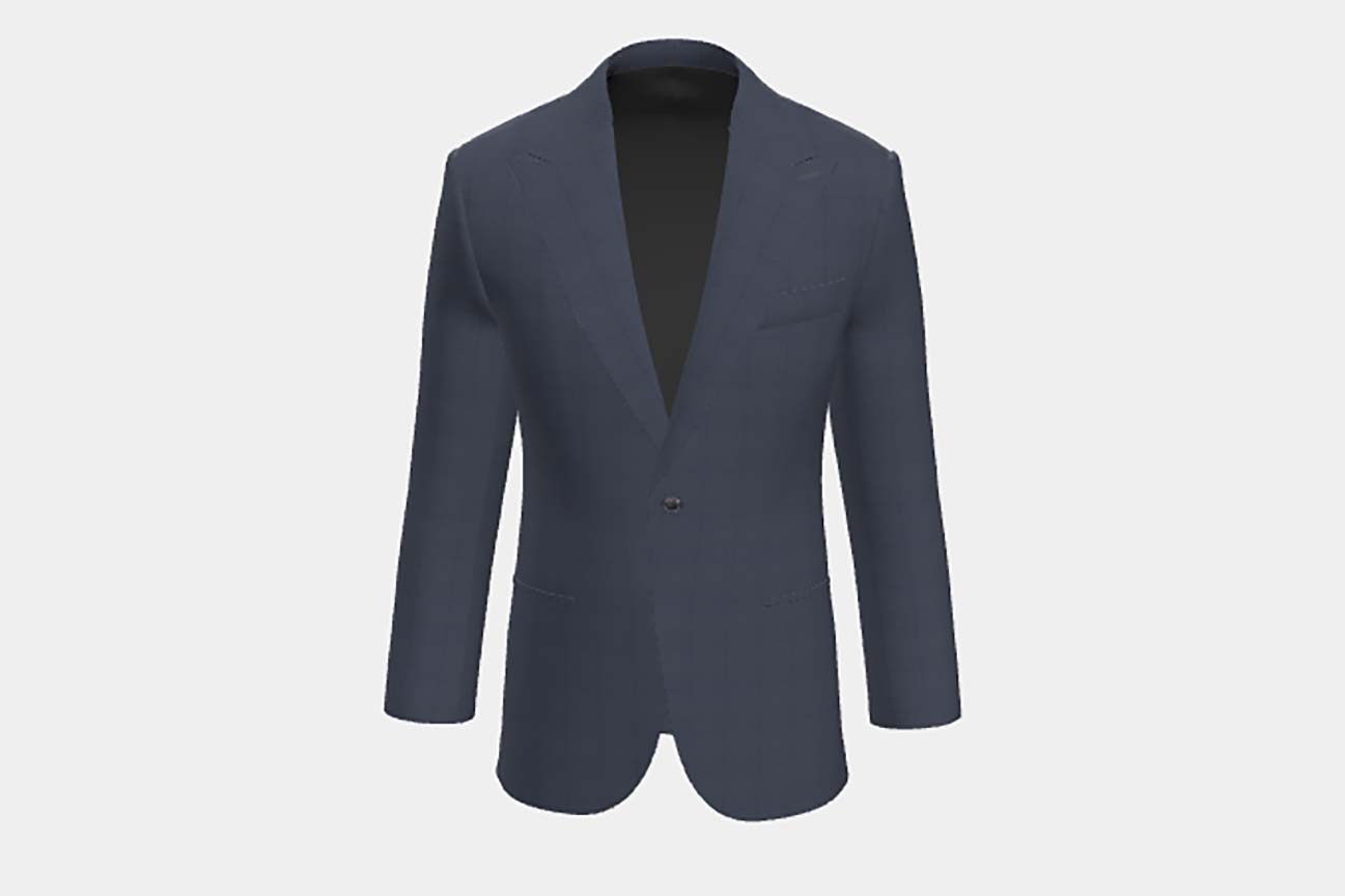 Veste tailleur en laine des années 130 avec fenêtre bleue Caccioppoli