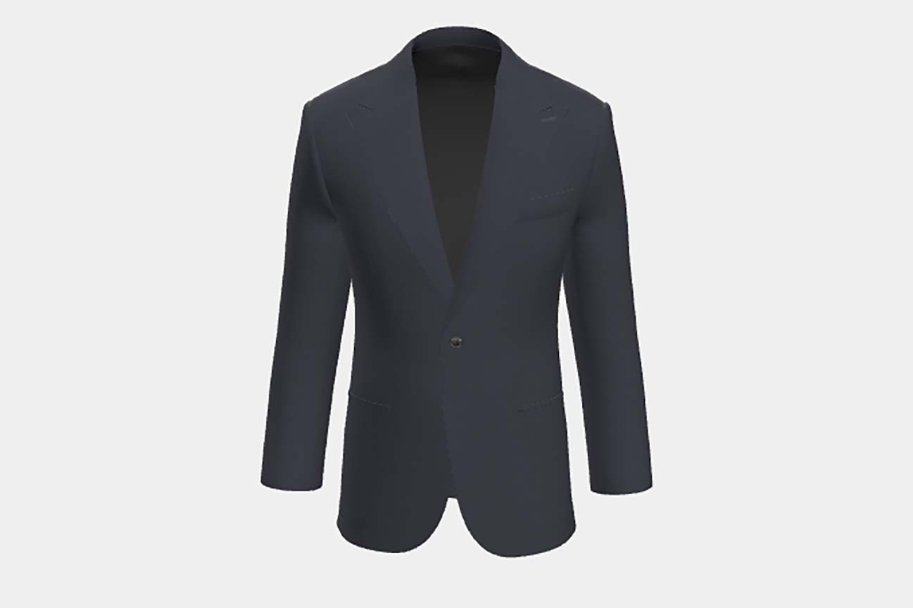 Tailored jacket in 130s blue herringbone wool Caccioppoli