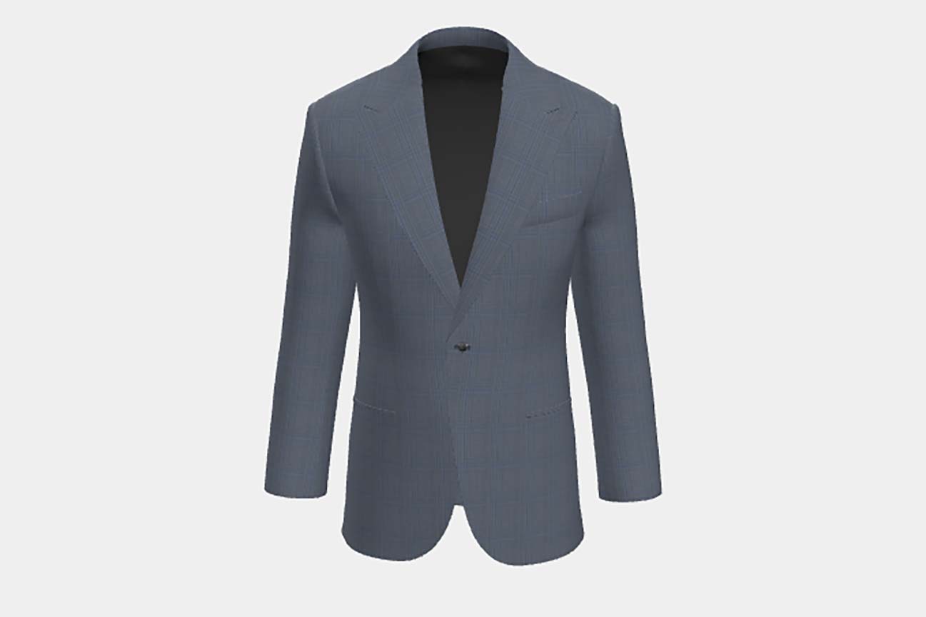 Light blue 130s Prince of Wales wool tailored jacket Caccioppoli