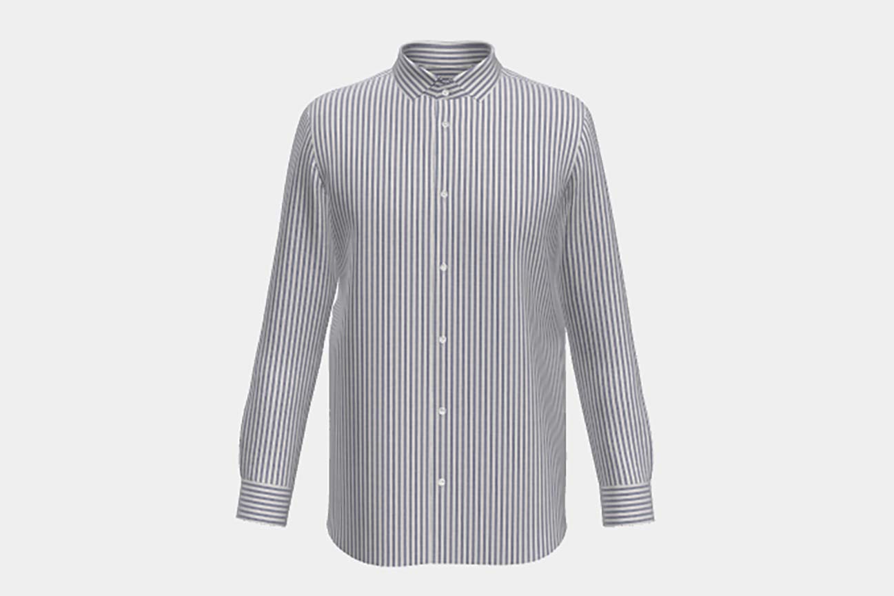 Chemise tailleur bleue en lin et coton