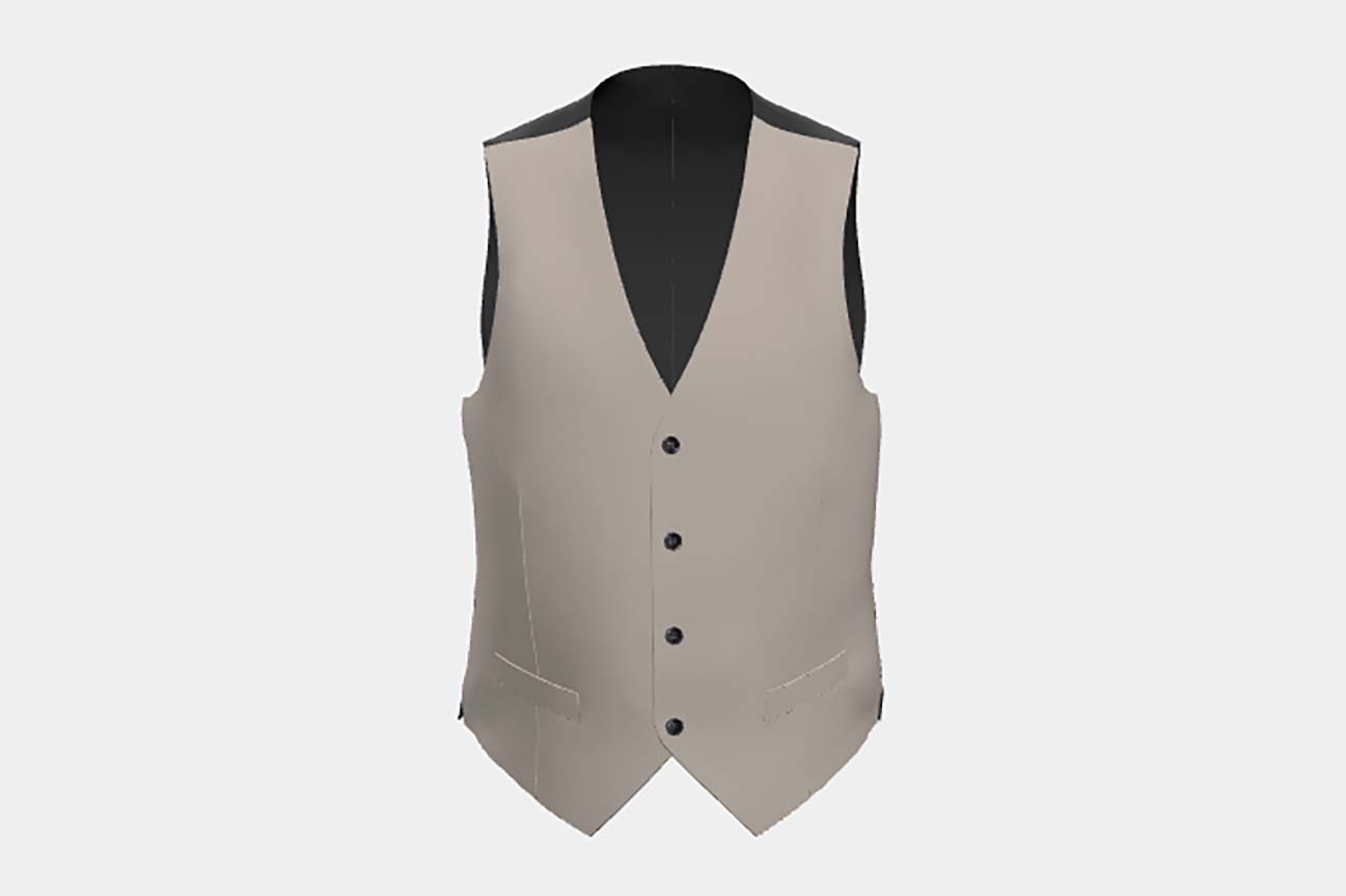 Gilet tailleur en laine et soie beige années 150 Caccioppoli