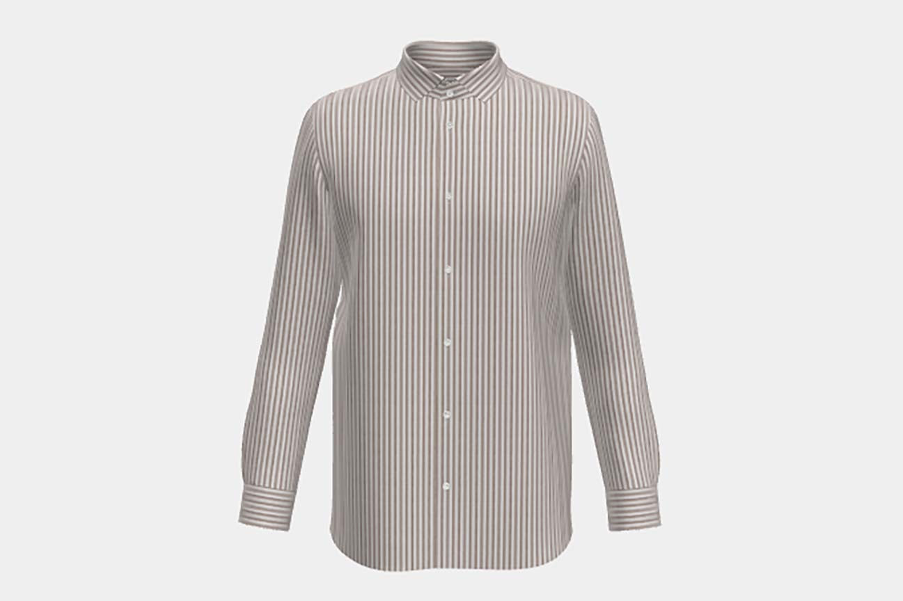 Chemise ajustée en lin et coton marron