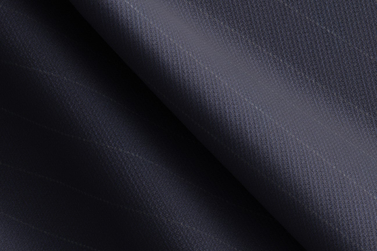 Pantalon ajusté en laine bleu à fines rayures années 130 Caccioppoli