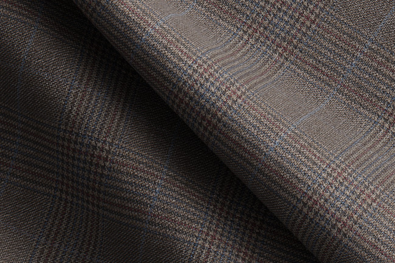 Gilet su misura lana 130s principe di galles beige Caccioppoli