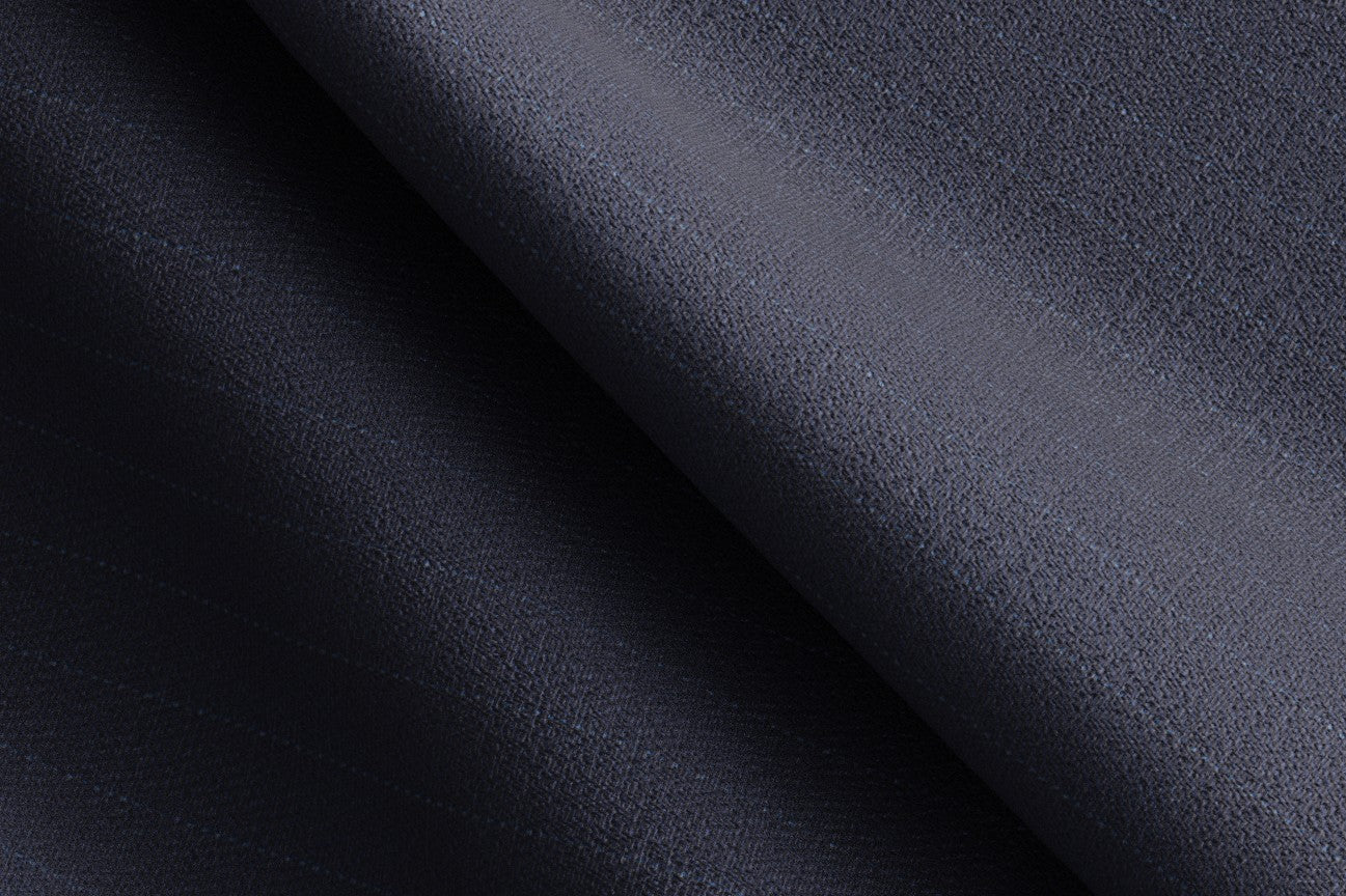 Costume sur mesure en laine des années 130 à fines rayures bleues Caccioppoli