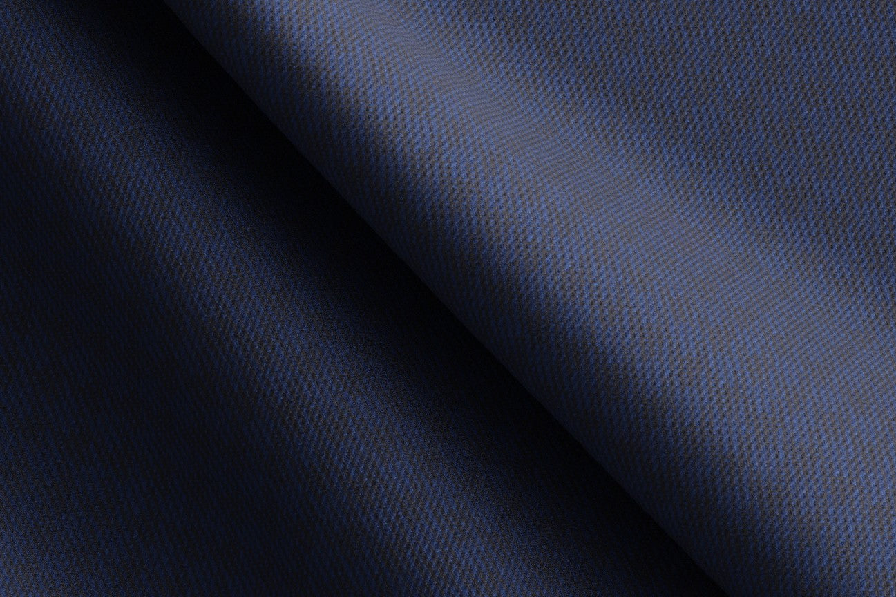 Gilet su misura lana 130s pied de poule blu Caccioppoli