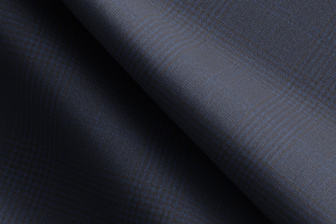 Made to measure 130s Prince of Wales wool suit in blue Caccioppoli