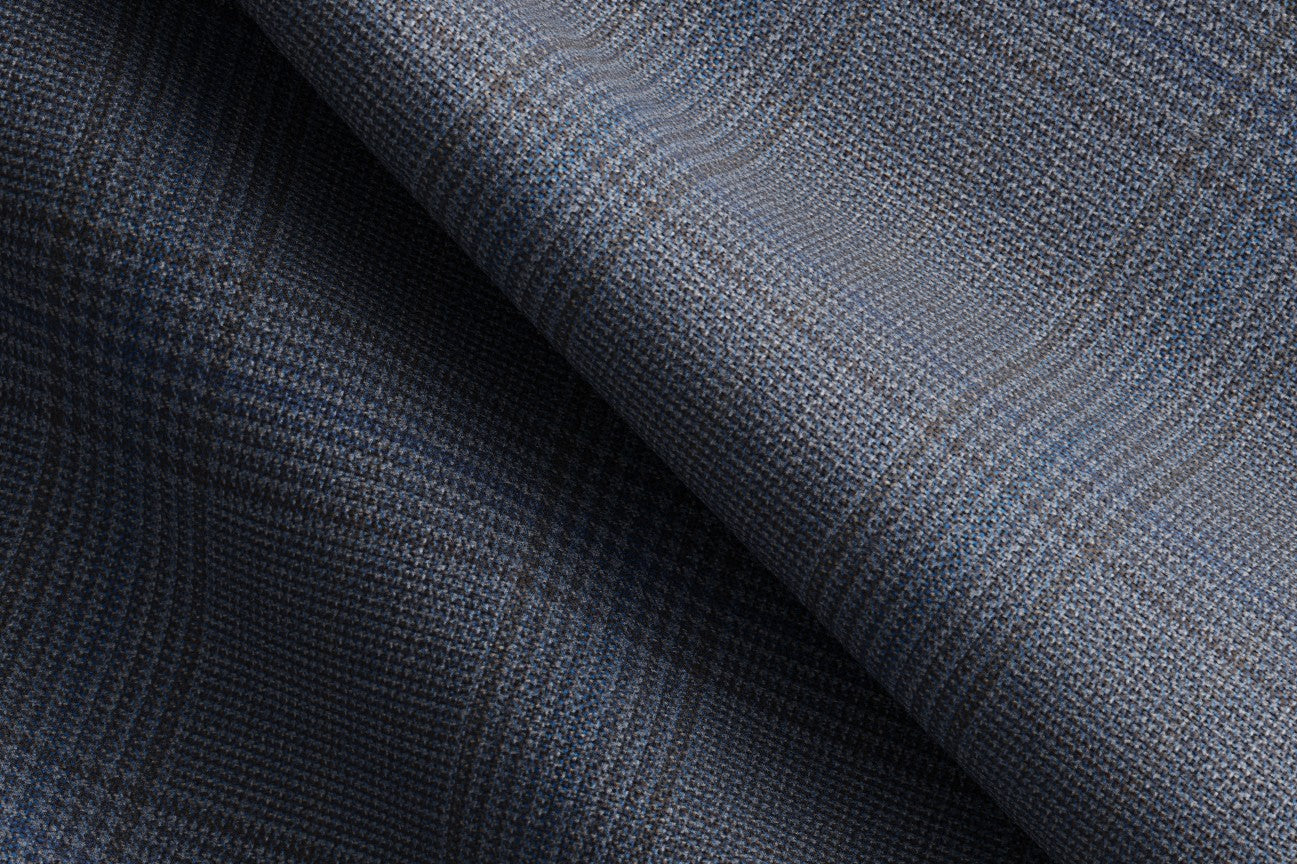 Light blue 130s Prince of Wales wool tailored jacket Caccioppoli