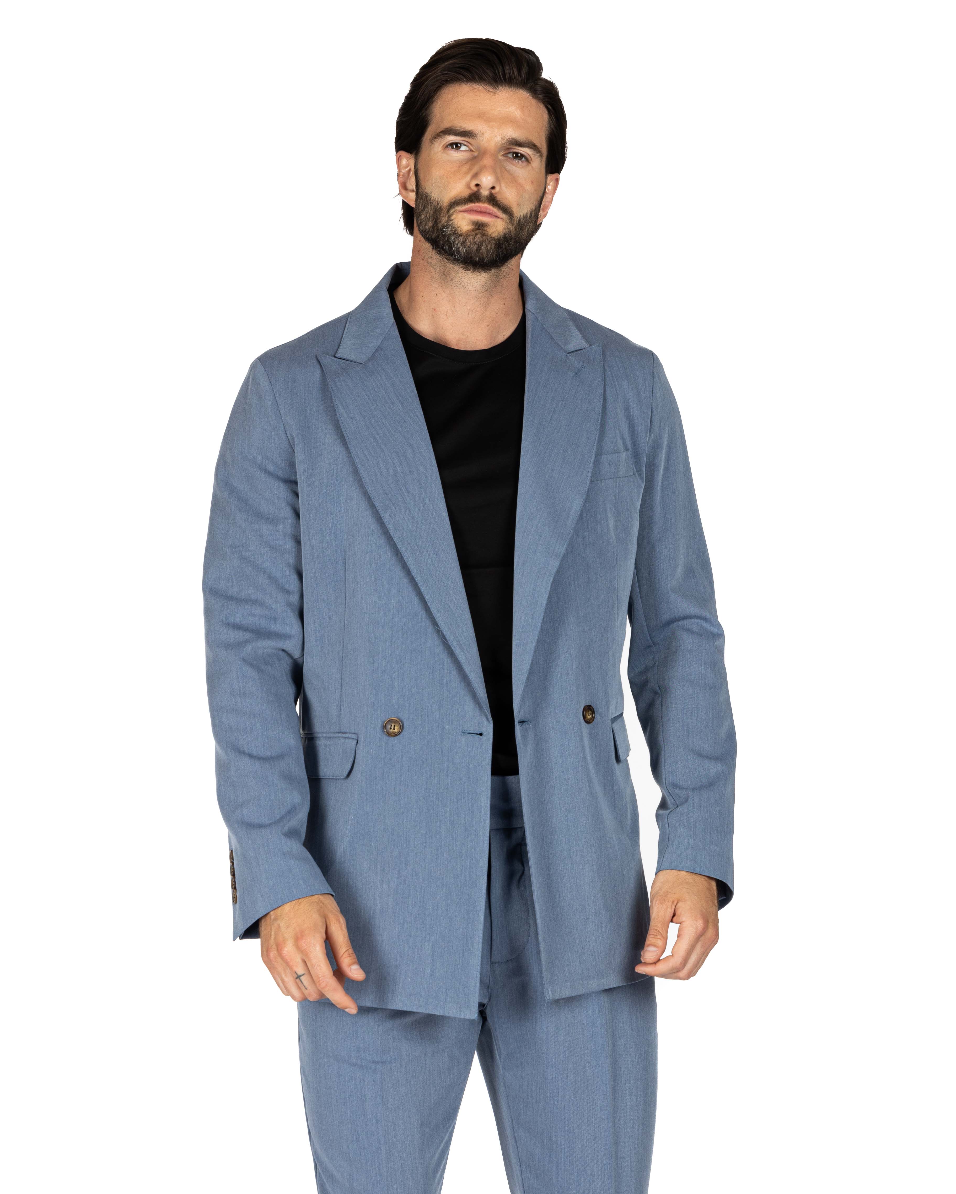 Italian 2.0 - veste bleu clair à double boutonnage