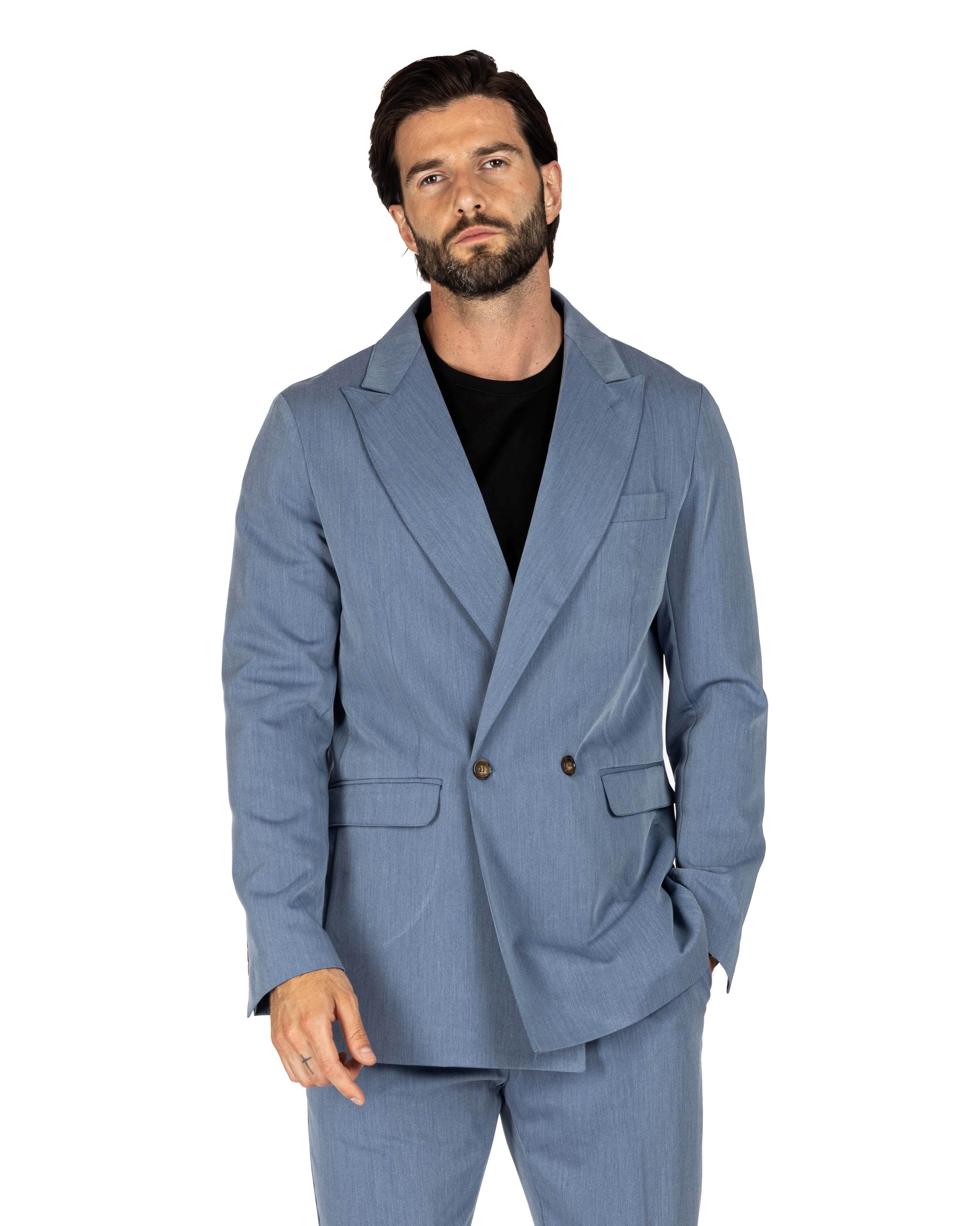 Italian 2.0 - veste bleu clair à double boutonnage