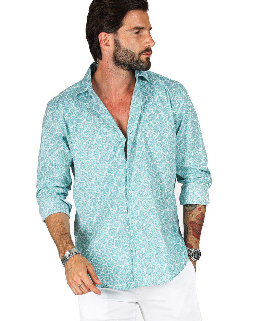 Antigua - Classic green floral patterned shirt
