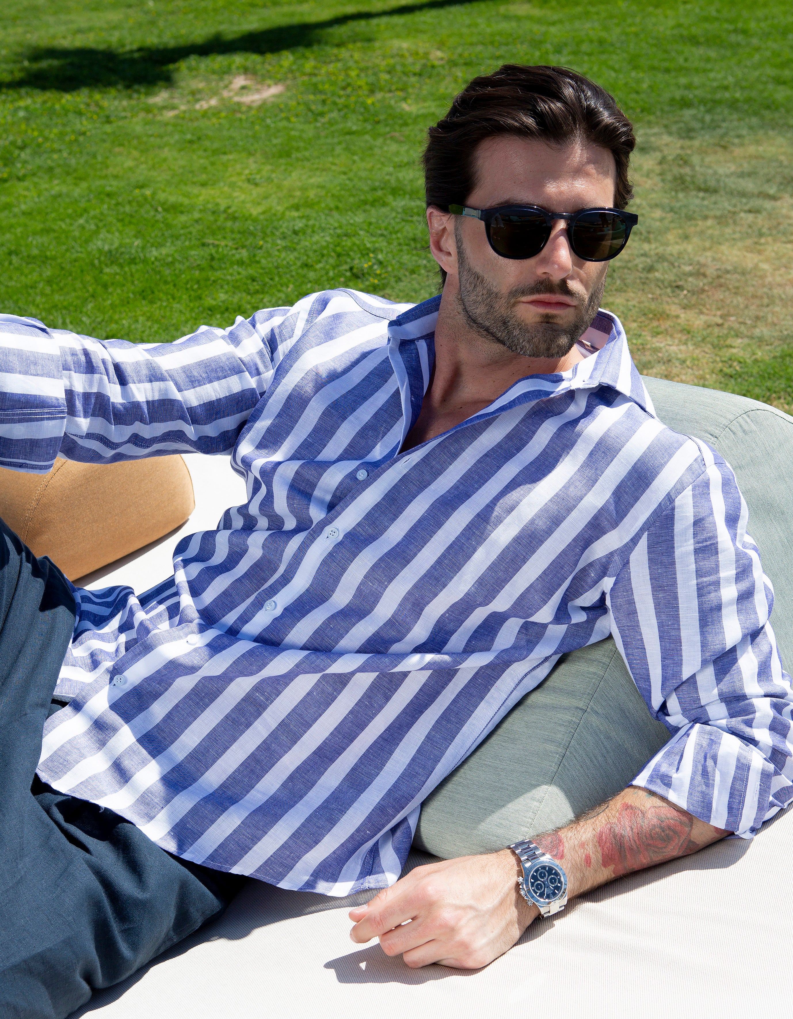 Amalfi - Classic blue maxi stripe shirt