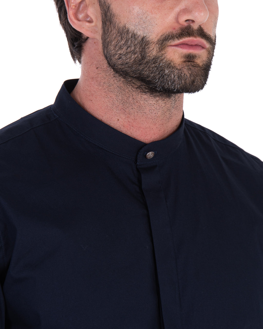 Chemise - basic coréen bleu en coton