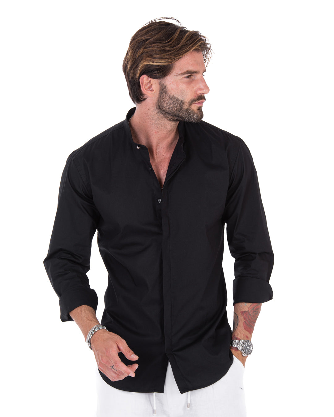 Shirt - basic black Korean cotton