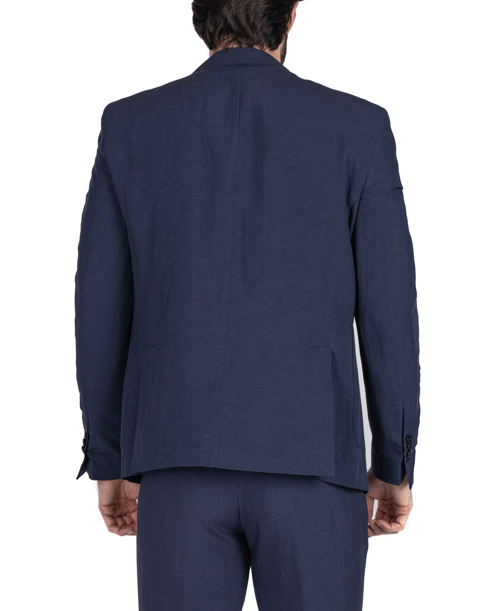 Ventotene - costume en lin bleu à boutonnage simple