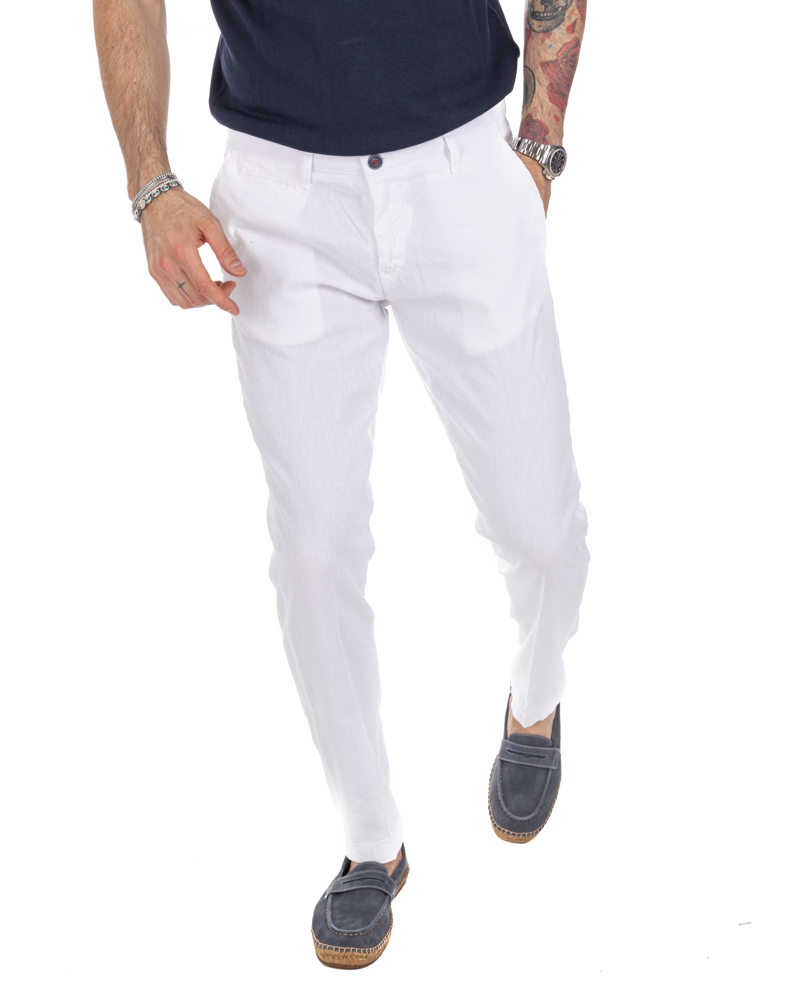 Didier - pantalon en lin stretch blanc