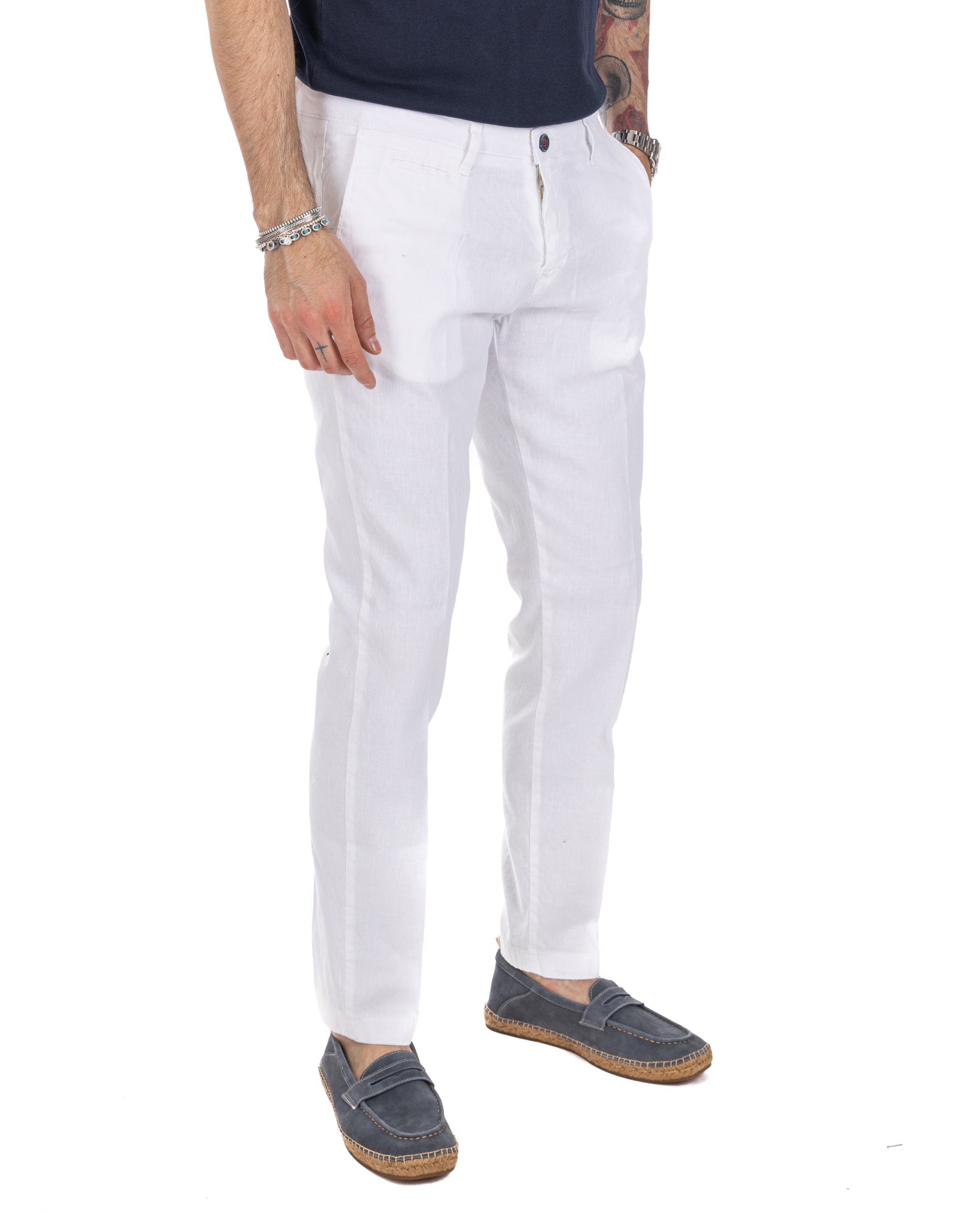 Didier - pantalon en lin stretch blanc