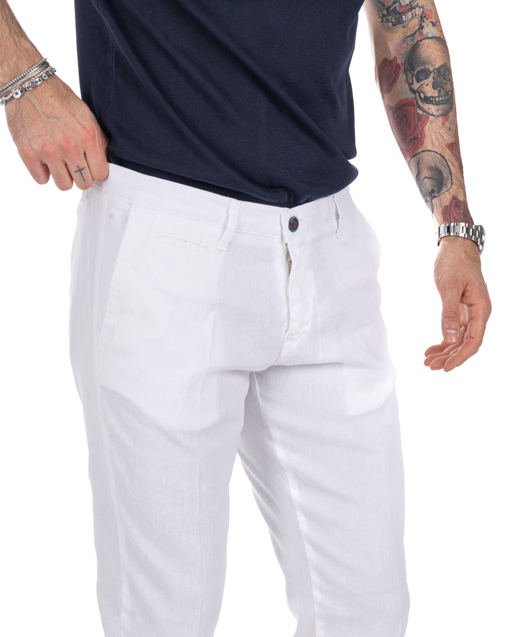 Didier - pantalon en lin stretch blanc