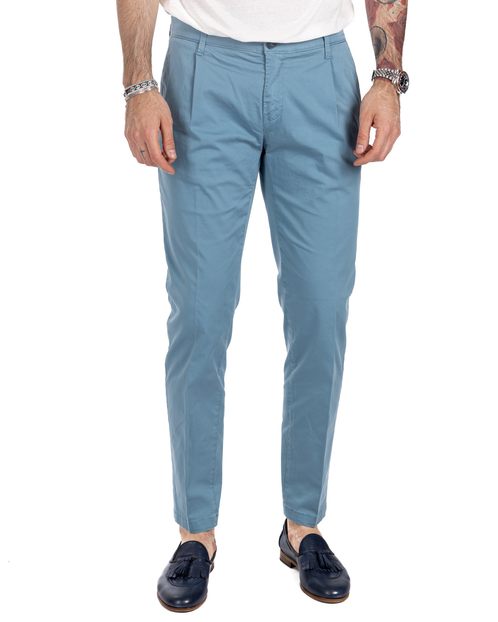 Miles - pantalon plissé bleu clair