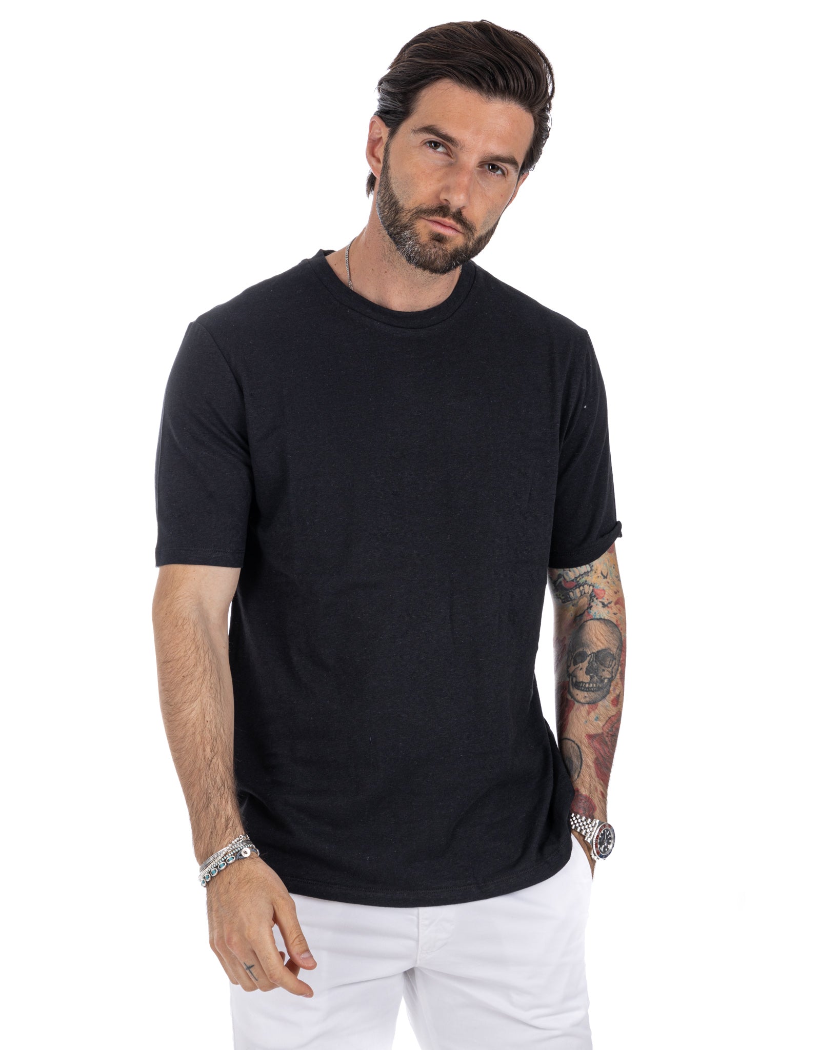 Favignana - black linen t-shirt