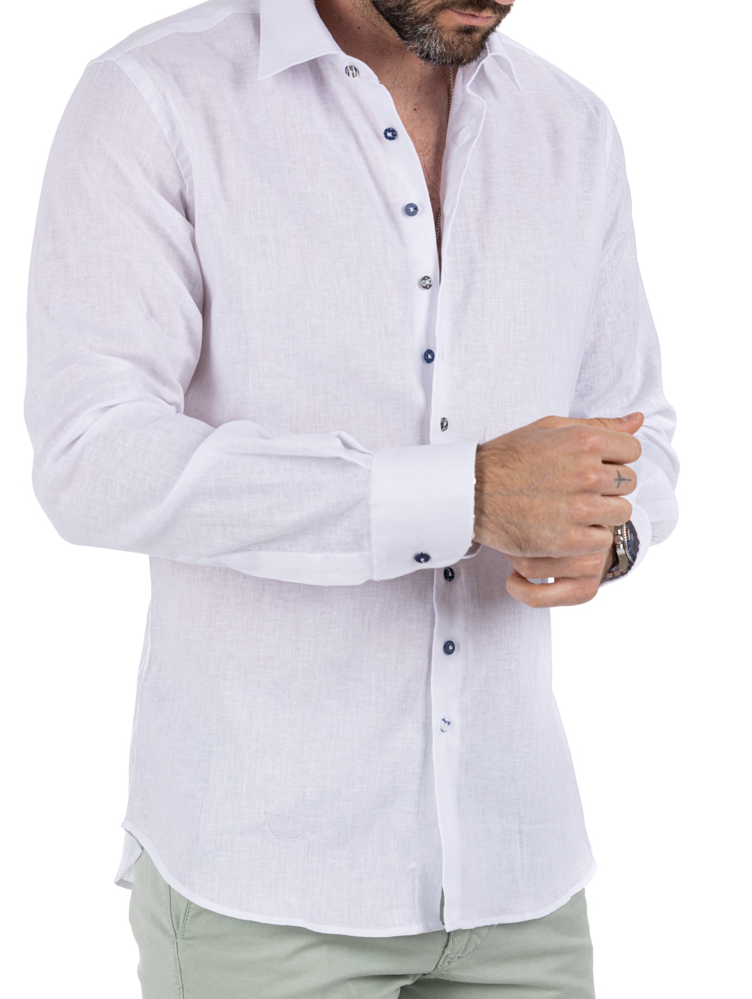 Praiano - camicia francese in lino bianco
