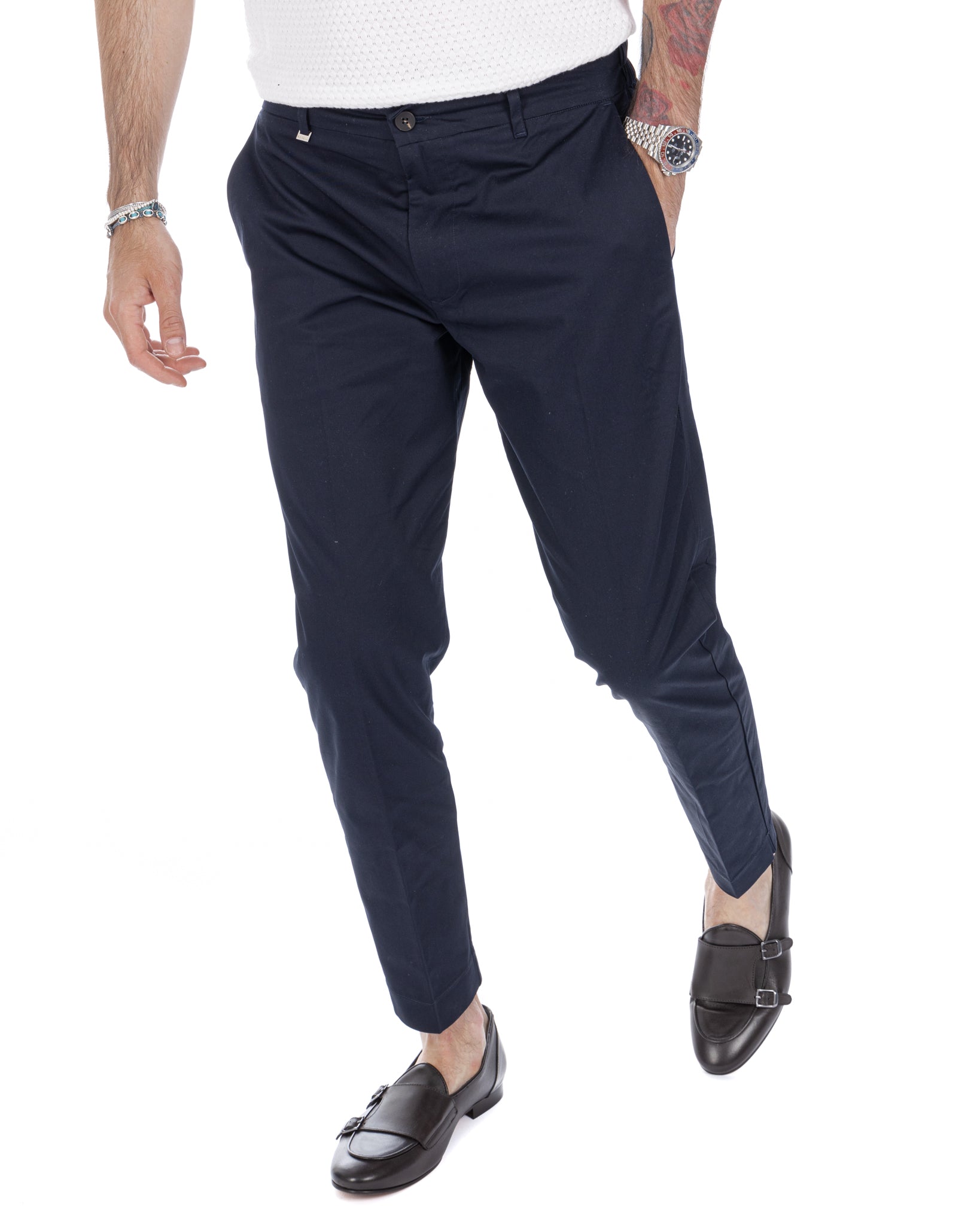 Elder - blue capri trousers in summer cotton