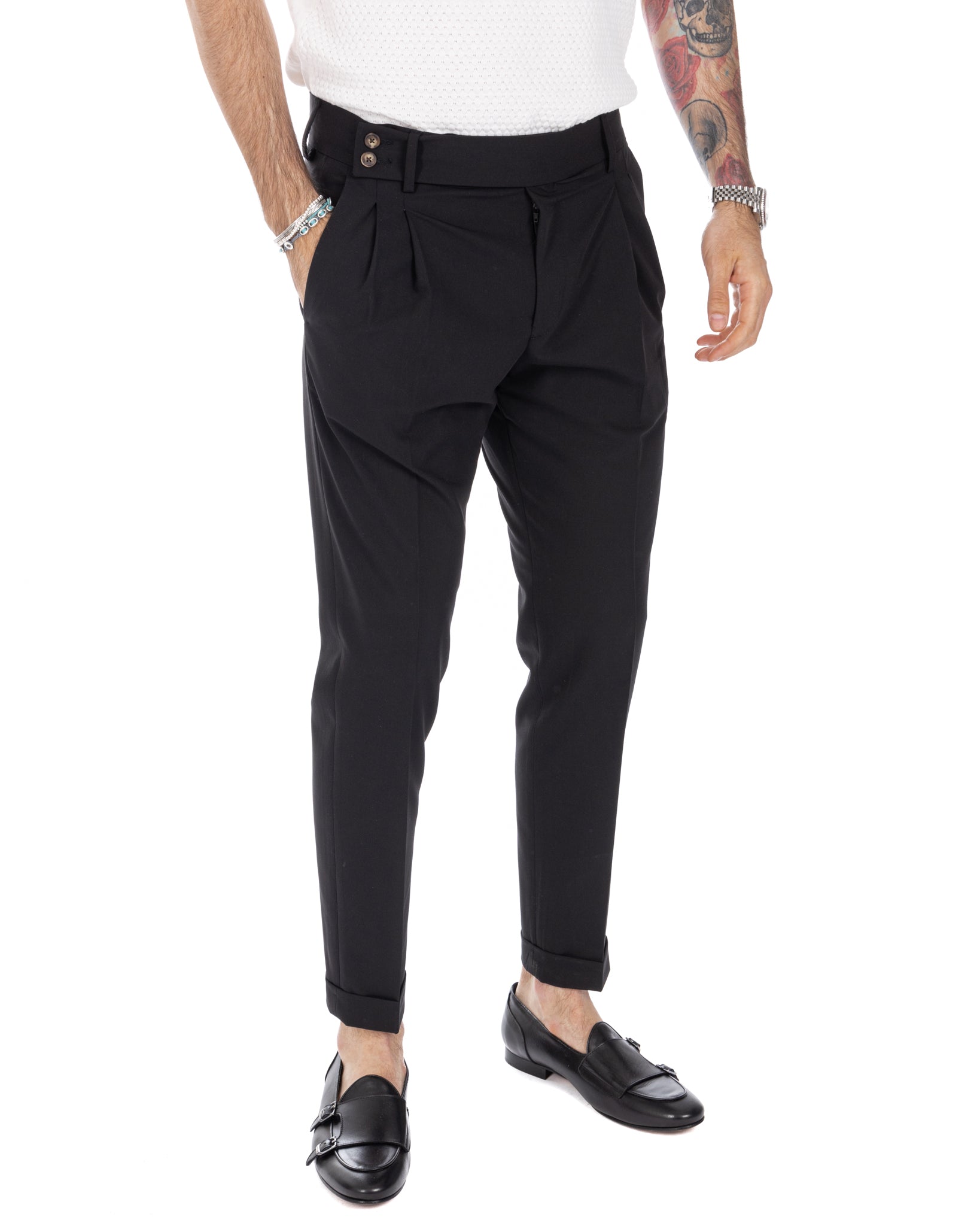 Caprera - pantalon taille haute noir