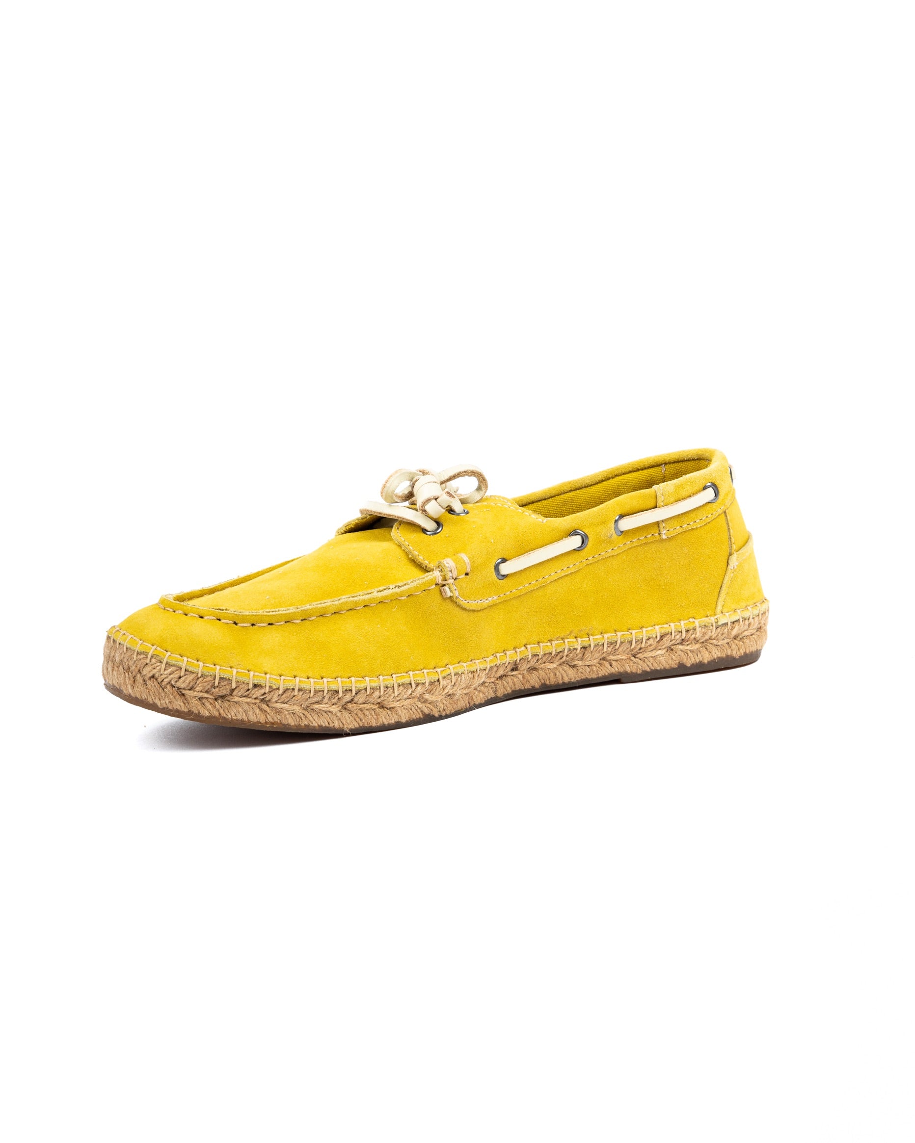 Pompeii - yellow suede boat with rope bottom