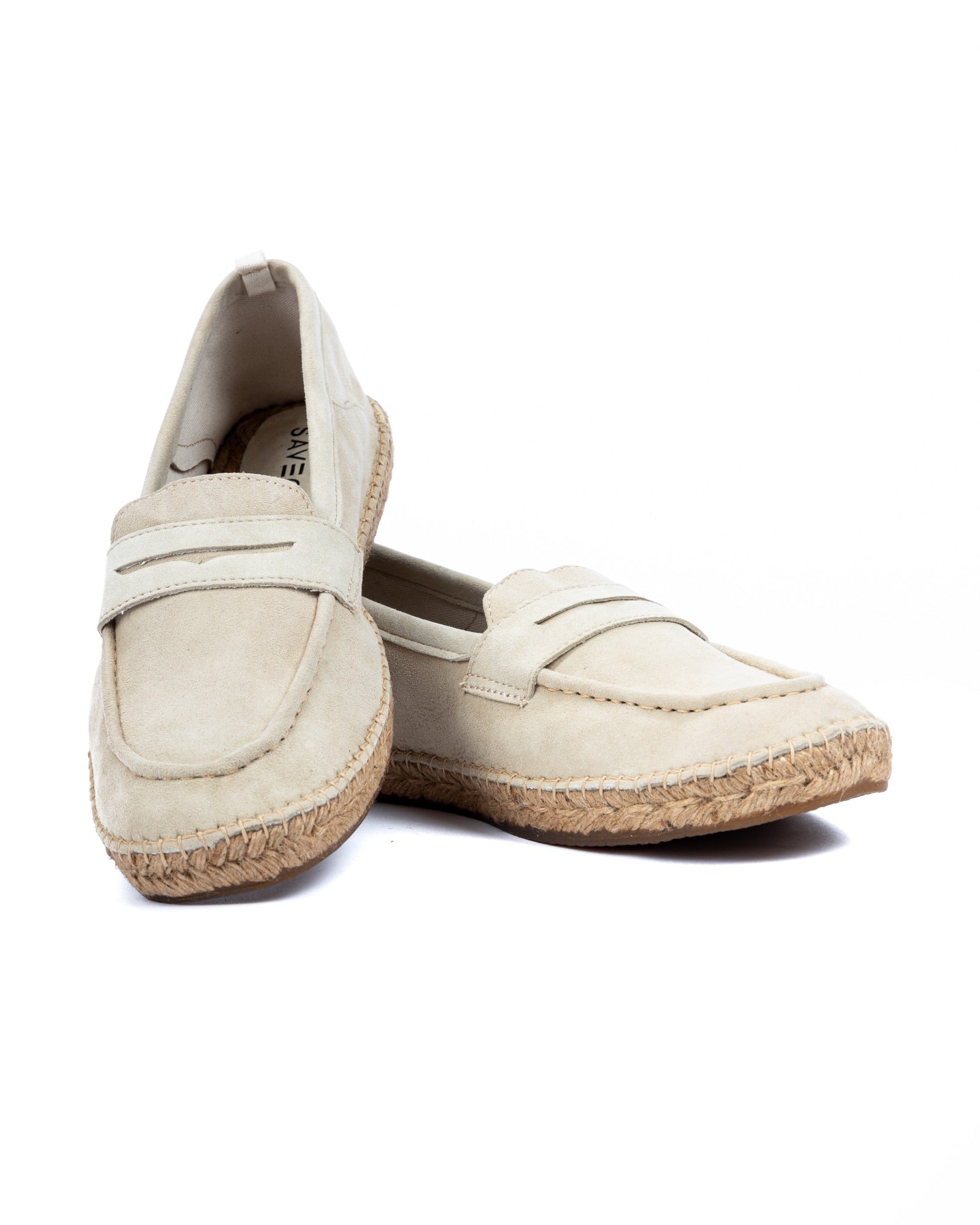 Roma - cream suede moccasin with rope sole