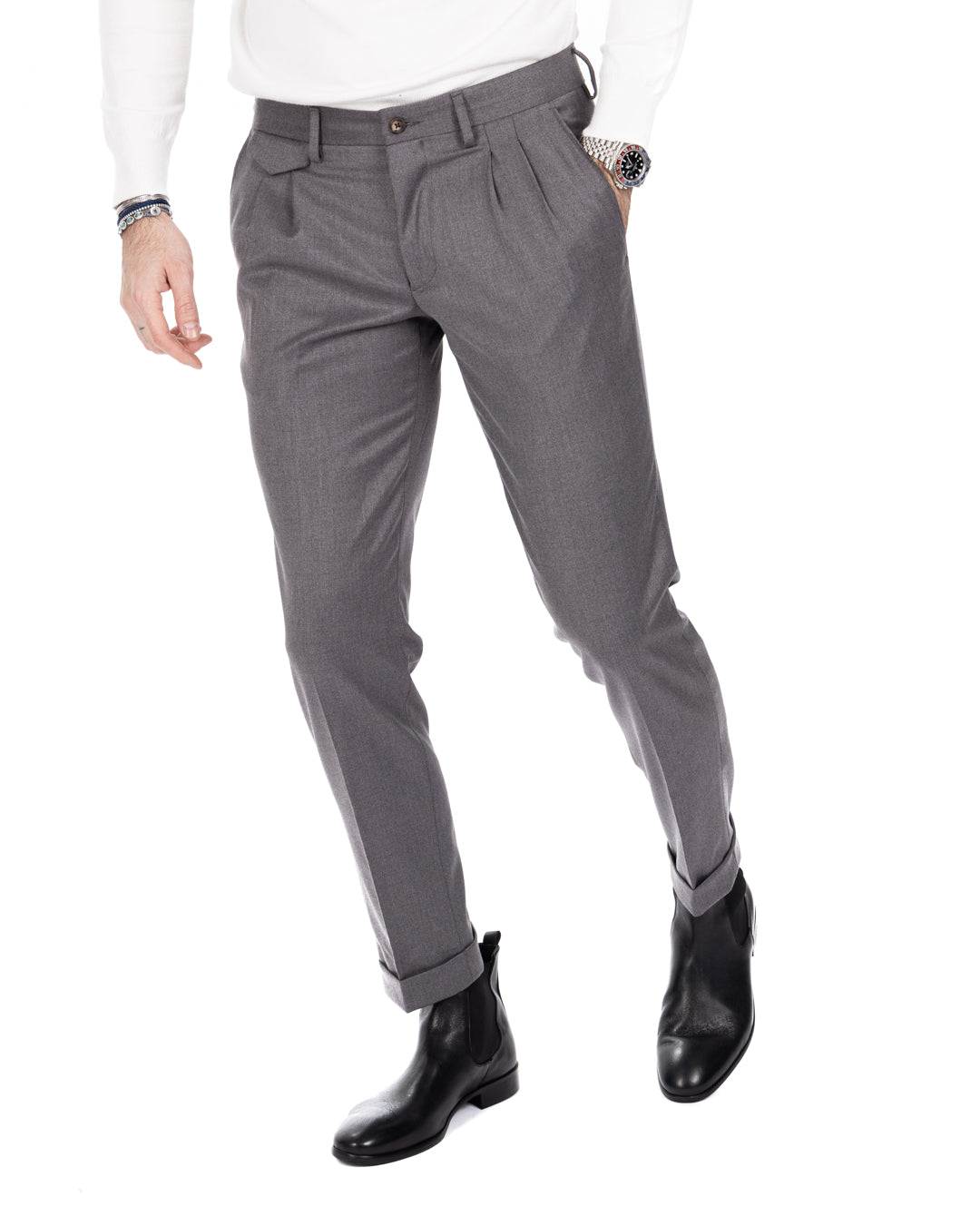 Leo - gray high waisted trousers