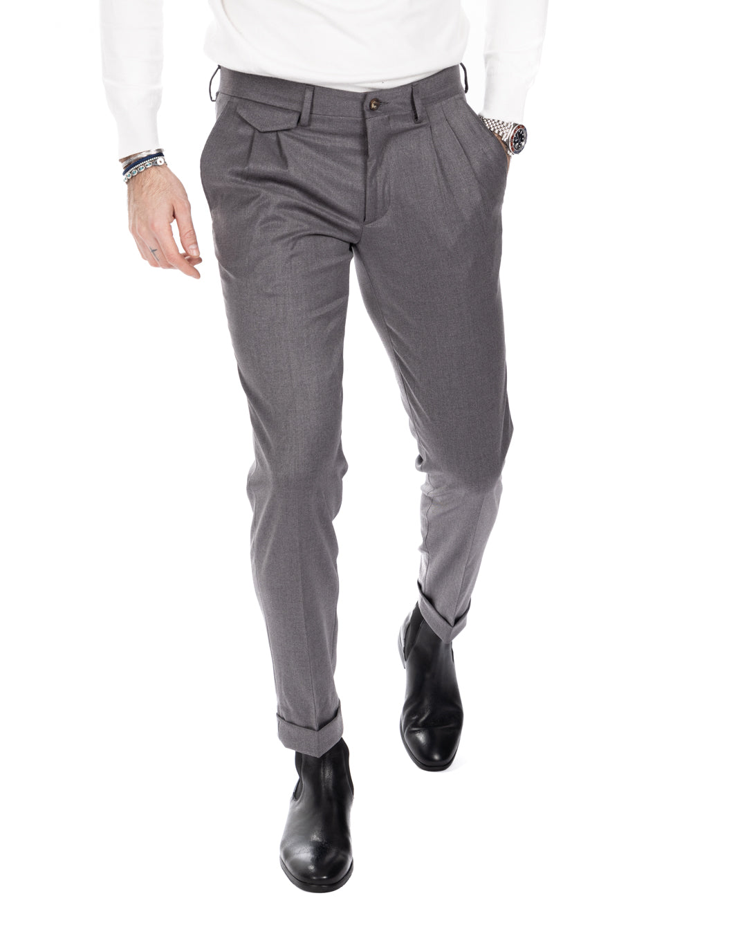 Leo - gray high waisted trousers